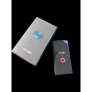 Flip Video Mino HD Camcorder 4GB Black with Custom Dog Skin & Original Box